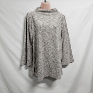 J. Jill Heathered Brown Velvet Mock Neck Pullover Sweater Size M